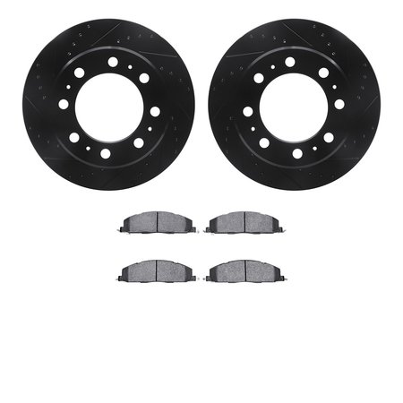 DYNAMIC FRICTION CO 8202-40152, Rotors-Drilled and Slotted-Black with Heavy Duty Brake Pads, SilverGeospec Coated,  8202-40152